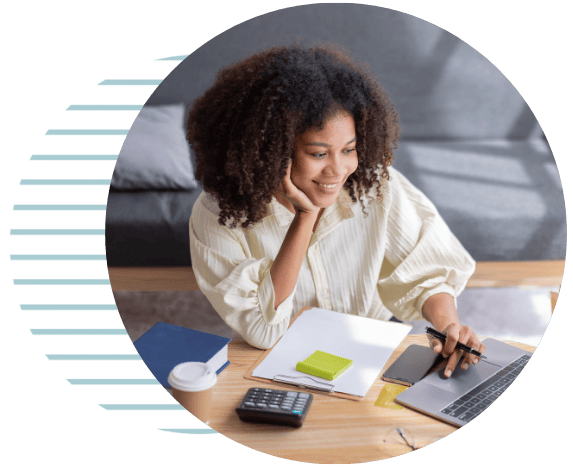 Member reviewing her care plan at home
